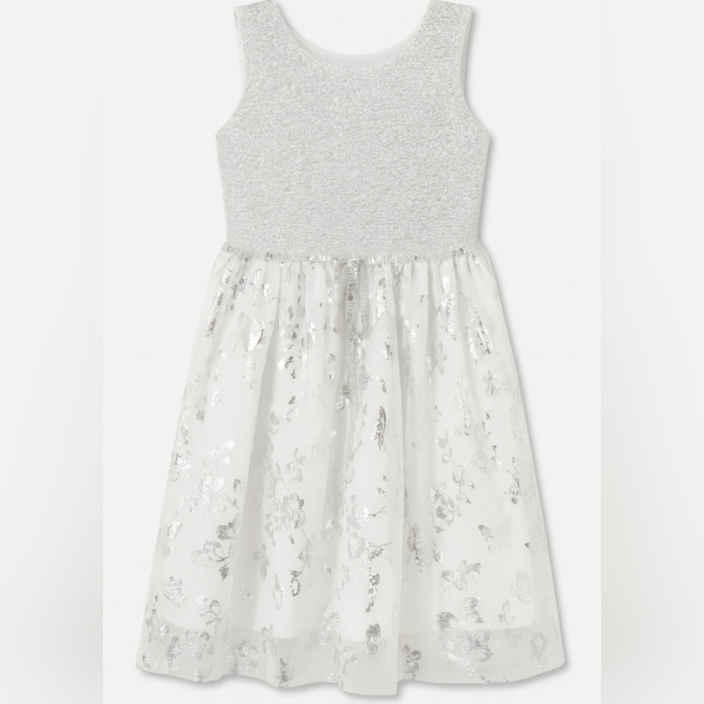 Children's Place Silver and White Kids Formal Dress